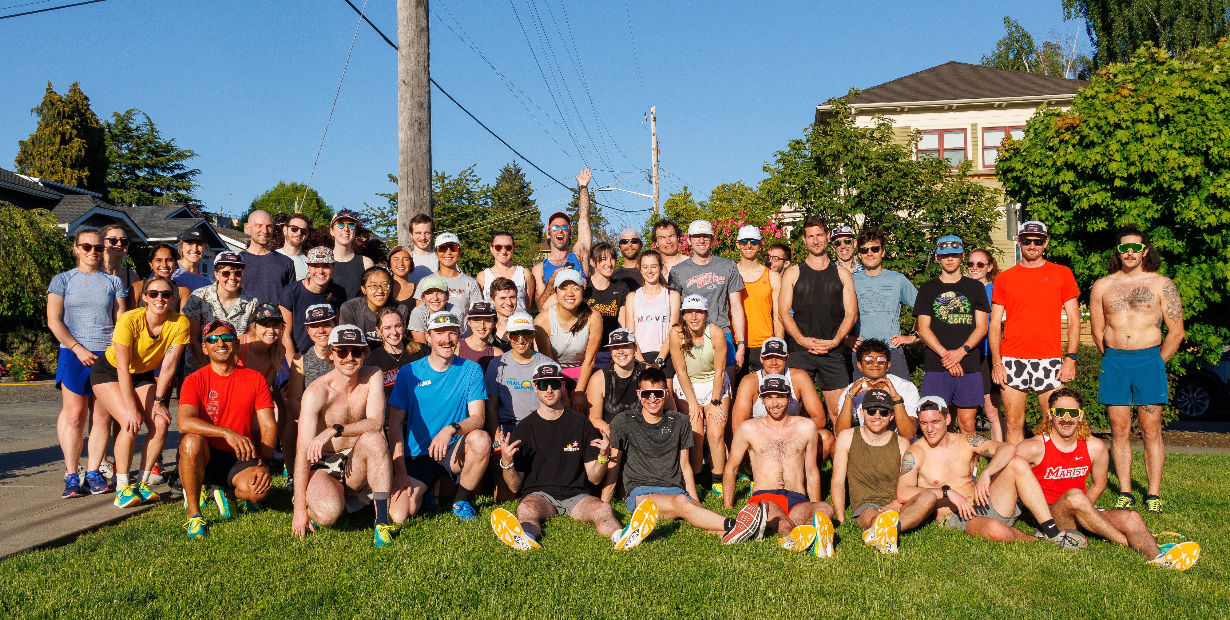 Group photo on the grass before Thirsty Seconds